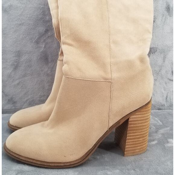 Oasis Society California Beige Boots 13" high w/ a 3.5" chunk heel size 9 - Picture 4 of 12